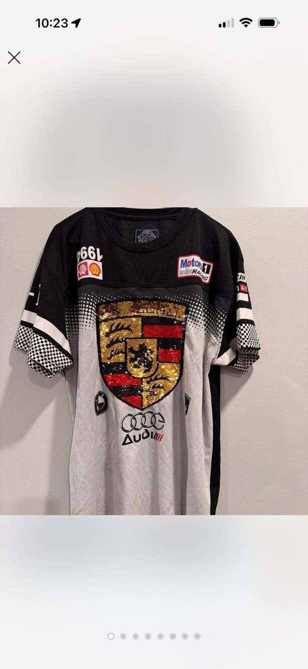Mens Bleecker Mercer Crew Neck Tee Changing Racing Stallion Sequins